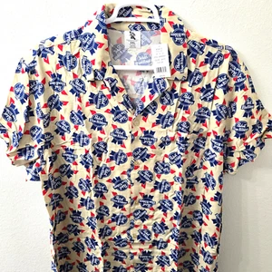 Pabst Blue Ribbon Shirt Mens XXL All Over Print Hawaiian Beer PBR Raver Party - Picture 1 of 5