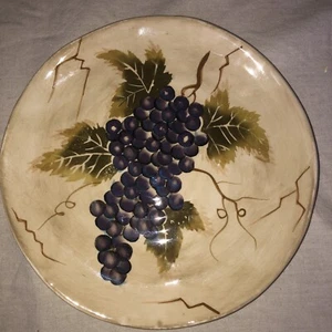 Tabletops Unlimited Cabernet 8 1/2” Plate Handpainted Purple Grapes - Picture 1 of 2
