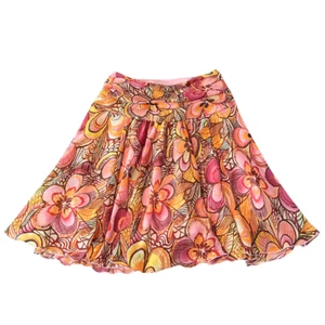 Minifalda retro boho chic Nine & Company para mujer talla 10P rosa floral con volantes - Imagen 1 de 10