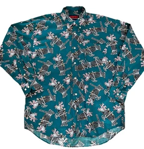 Camisa abotonada de golf Pivot Rules para hombre M verde estampado gráfico “The inside Story” - Imagen 1 de 8