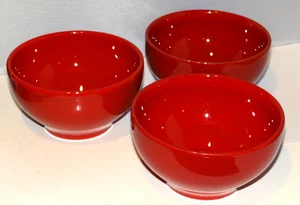 Crate And Barrel Red Cereal Soup Bowls Made In Brazil Set of 3 Chipped! - Picture 1 of 11