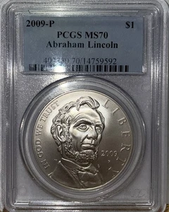2009-P Abraham Lincoln Commemorative Dollar PCGS MS70 Blue Label - Picture 1 of 4