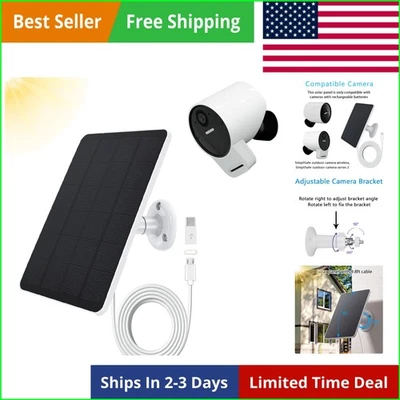 2 Pack Compatible with Simplisafe Outdoor Camera Wireless 4W 5V Solar Pane