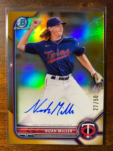 Bowman Chrome Noah Miller 2022 #CPA-NM Prospect refractor automático de oro/50 gemelos - Imagen 1 de 2