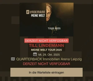 Till Lindemann TOP Sitzplatz Eröffnungskonzert Leipzig 29.10.2025 -Ausverkauft- - Bild 1 von 2