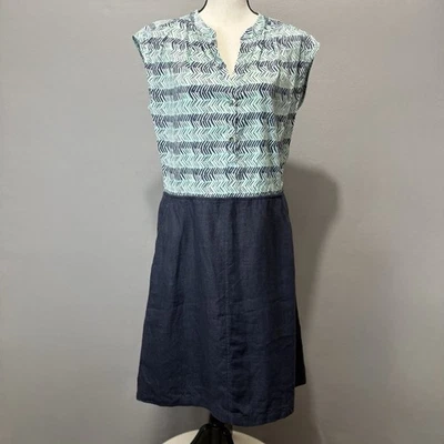 Vestido Weekend Max Mara Mezcla de Lino Talla 12/L Santos Cuello Dividido Manga Gorra Línea A Foto 1 de 4