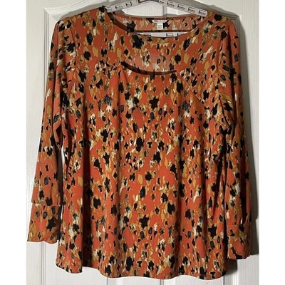 Camiseta pulóver CATO para mujer manga larga naranja negra dorada ojo de cerradura talla 18/20W Foto 1 de 4