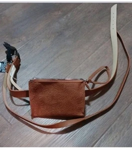 Stone Mountain Leather Bag Double Belted Stone & Co Purse Set Small S Tan NWT - Picture 1 of 4