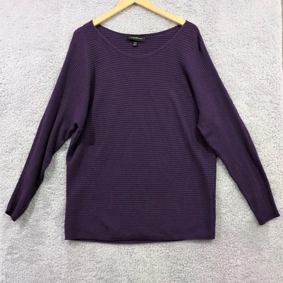 Suéter Pullover Lane Bryant Para Mujer 18/20 Púrpura Texturizado Cuello Barco Elástico Foto 1 de 4