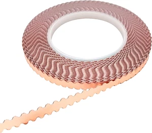 Double Edged Scalloped Copper Foil Tape for Stained Glass, DIY Handicrafts, Craf - Picture 1 of 12