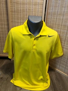 Nike Golf SS Men's Polo Shirt Dri-Fit Solid Yellow Tennis Small S (H395) - Picture 1 of 9