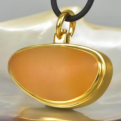 18K Gold Vermeil Sterlingsilber Gelb Kalzit Blauer Saphir Anhänger 19.06g - Bild 1 von 4