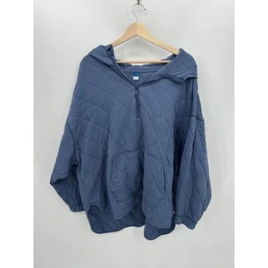Old Navy Quilted 1/2 Zip Pullover Sweatshirt Hoodie Women XXL Blue Lounge - Picture 1 of 9
