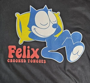 Camiseta Lenguas Torcidas XL Negra Old School Estampado Félix el Gato 100% Algodón - Imagen 1 de 9