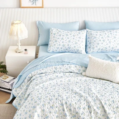 - Цветочный набор лоскутных одеял, кокетка коттеджкор потертый шик цветочный узор для женщин... - Изображение 1 из 4