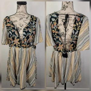 Free People Babydoll Under The Sun Minikleid Tunika Top Boho Blumen Gr. Medium - Bild 1 von 15
