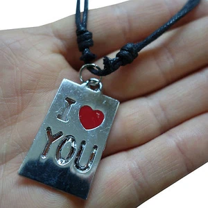 Valentines Day I Love You Heart Pendant Chain Necklace Silver Tone Girls Ladies - Picture 1 of 1