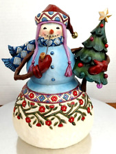 Jim Shore Heartwood Creek 2010 #4017671 Be Cool  Snowman w/Tree & Pipe Figure
