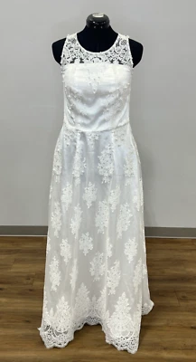 NEW Ivory Embroidered Sleeveless Wedding Dress Pearl Detailing & Sweeping Train - Image 1 of 4
