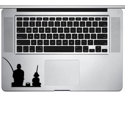 Father & Son Fishing Decal Sticker for Macbook Trackpad Laptop Cup Mug Decor Art - Image 1 of 4