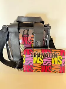 NWT STEVE MADDEN BWEBBER CLEAR W WALLET CROSSBODY BAG SATCHEL BLACK - Picture 1 of 8