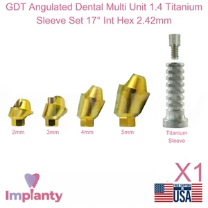 GDT Angulated Dental Multi Unit 1.4 Titanium Sleeve Set 17° Int Hex 2.42mm - Picture 1 of 15