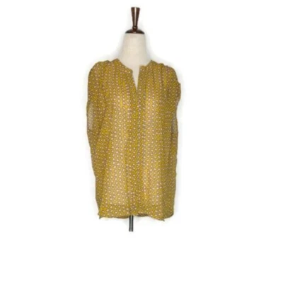 Fenn Wright Manson Womens V Neck Sleeveless Animal Print Blouse Top Marigold L - Image 1 of 4