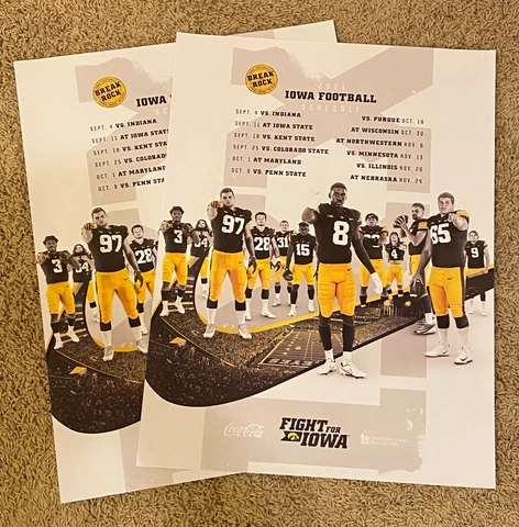TWO (2) 2021 OFFICIAL IOWA HAWKEYES FOOTBALL POSTERS *TICKETS* Cover