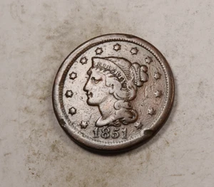 1851 geflochtenes Haar großer Cent * XL727 - Bild 1 von 2