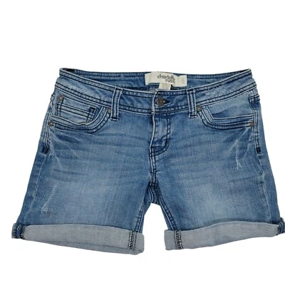 Pantalones cortos Charlotte Russe Distressed Hean talla 2 con puños Foto 1 de 4