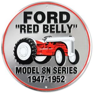 Ford Red Belly Model 8n Red Tractor Retro Vintage Round Sign