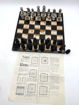 Juego de Ajedrez Mármol y Ónix 13" Patrón Mármol Tablero y Piezas Regalo -LEER DESC Foto 1 de 4