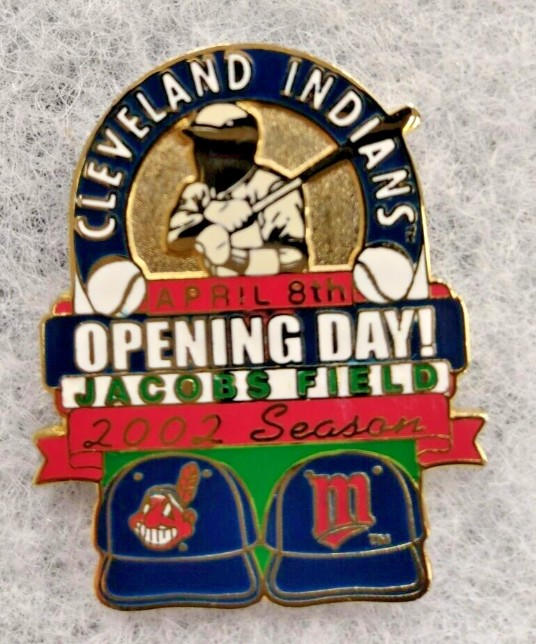 CHIEF WAHOO 2002 Opening Day MLB Lapel Hat Pin Cleveland Indians Twins Limited - Image 1 of 1