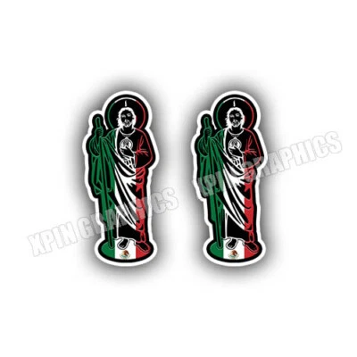 Paquete de 2 calcomanías gráficas de San Judas Tadeo de San Judas Tadeo bandera de México MX Foto 1 de 2