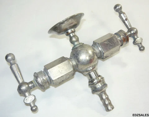Vintage McDonald & Morrison Lab Tip Style Faucet w/Soap Holder Hot Cold Handles Cover