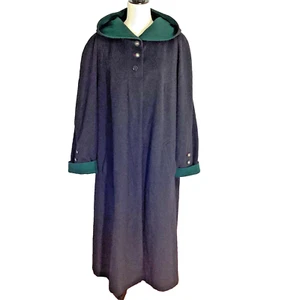 VINTAGE 80-S GOLDIX EU SIZE 44 LONG GRAY COAT HOODED CASHMERE LODEN - Picture 1 of 12