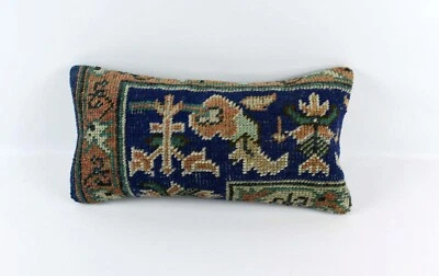 Turkish Cushion Cover 8"x16" Handmade Vintage Boho Ethnic Throw Pillow Case 4439 - Image 1 of 4