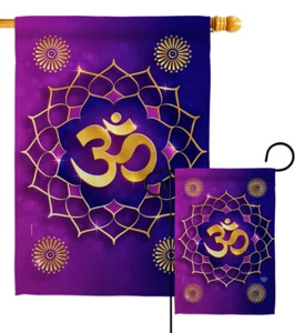 Bandiera da giardino Om fede religiosa decorativa piccolo regalo cortile casa striscione - Foto 1 di 19