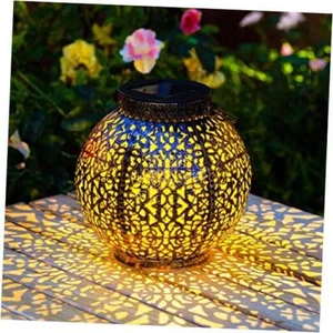  2 Pack Solar Lantern Hanging Garden Outdoor Lights Metal Waterproof LED Table  - Picture 1 of 7