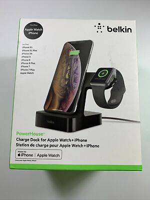 ⚡ Belkin F8J237BLK Powerhouse Charge Dock For Apple Watch, IPhone Black- MINT ⚡ • 24.99$