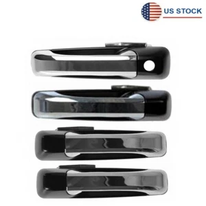 4Pcs New Front & Rear Exterior Door Handle Set with Driver Chrome Black For Ram - Picture 1 of 8