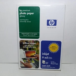 Oryginalny błyszczący papier fotograficzny atramentowy HP Premium 100 arkuszy 4 x 6 240gm 9mil nowy - Zdjęcie 1 z 2