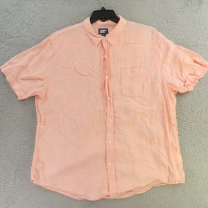 Lands End Shirt Mens XL Pink Short Sleeve Button Up Linen - Picture 1 of 8