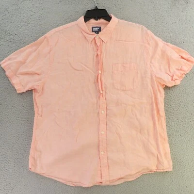 Lands End Shirt Mens XL Pink Short Sleeve Button Up Linen - Image 1 of 4