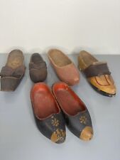 Antique Hand Carved Wood Wooden Shoes Clogs Folk Rustic Dutch Collection