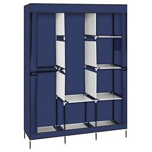 Portable Clothes Closet Home Wardrobe Rack Storage Organizer with Shelves, Blue