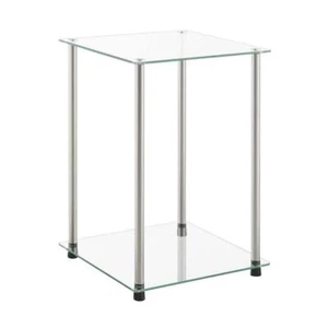 Convenience Concepts End+Side Tables 24"Hx15.75"Wx15.75"L Glass Chrome 2-tier - Picture 1 of 6