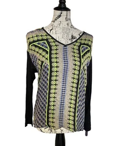 Hale bob womens silk multicolor long sleeves blouse small - Picture 1 of 7