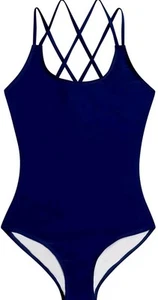 New Kanu Surf Girls Reese Upf50Beach Sport Criss-Cross One Piece Swimsuit Sz 16 - Picture 1 of 8