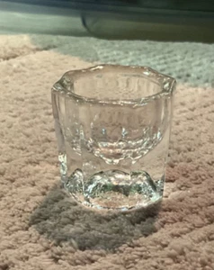 Vintage klar 1 1/4" Dental Zahnarzt Dappen Glas Tasse Mischen Achteck Japan sehr guter Zustand - Bild 1 von 6